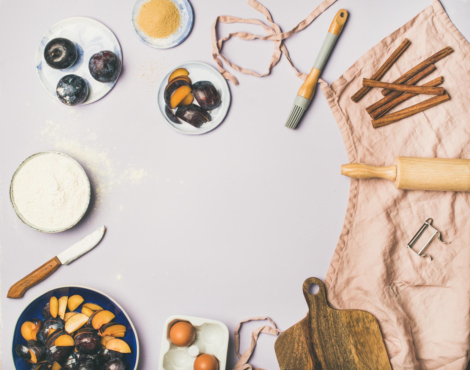 Cozy teaching kitchen with wooden table and tools