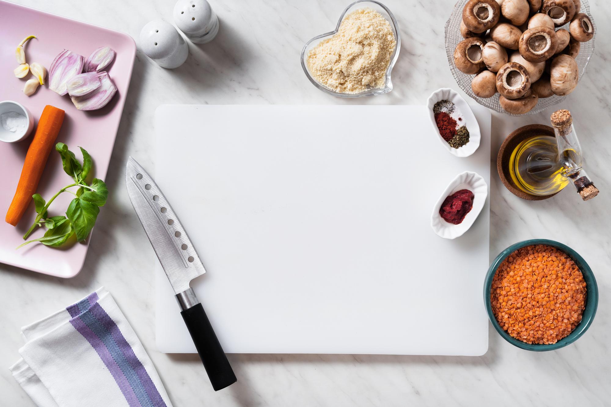 Workshop table with ingredients and tools